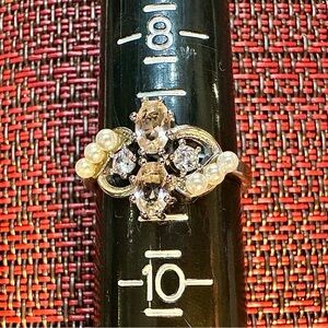 Silver Pearl Cluster Ring